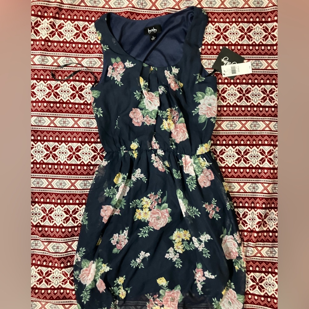 women’s size Small Floral Dress Navy Blue